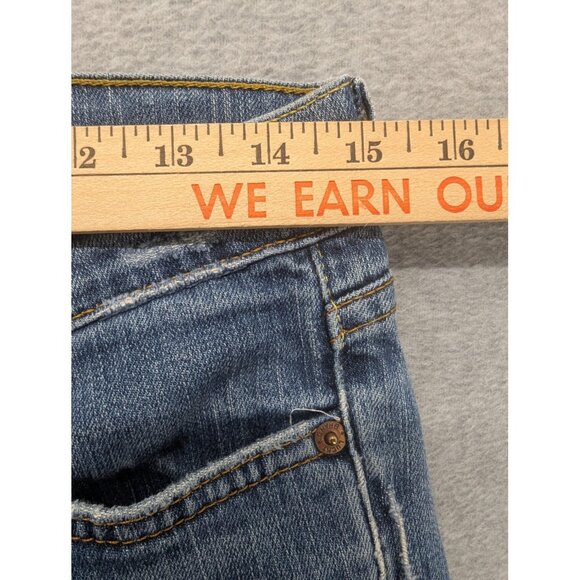 Lucky Brand Jeans Womens 6 28 Blue Sundown Jean Dungarees Flare Distressed USA - Picture 4 of 16